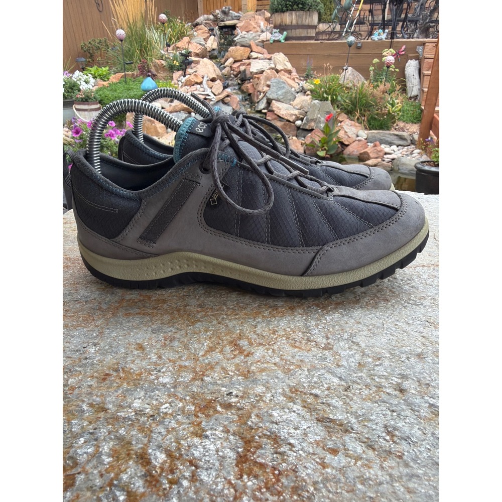 ECCO Aspina Gore-Tex Low Hiking Shoes Grey Nubuck Waterproof Sneakers Womens 7.5